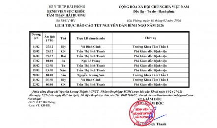 LỊCH TRỰC TẾT 2026 BVSKTTHD